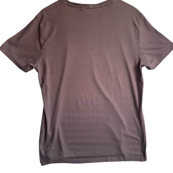 Blend Tee Shirt Mens XXL Brown Cotton Comfort All-over Motto Print Rib Crew - Picture 4 of 14